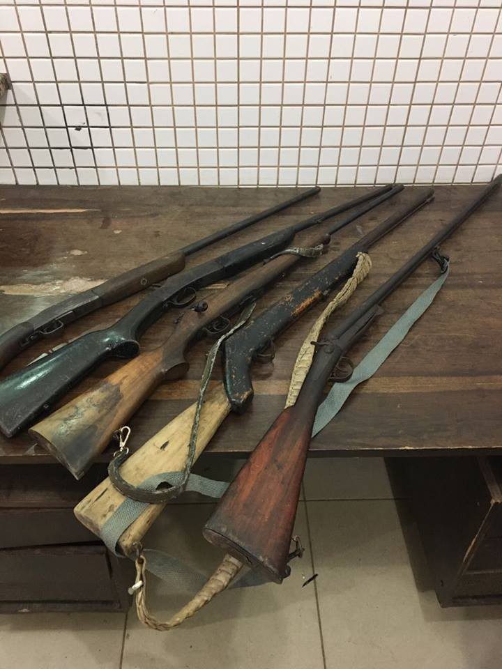 Cinco armas apreendidas na zona rural de Inhapim