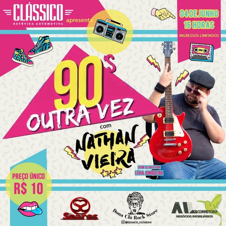 ‘90’s Outra Vez’ com Nathan Vieira Festa promete reviver o melhor som da década